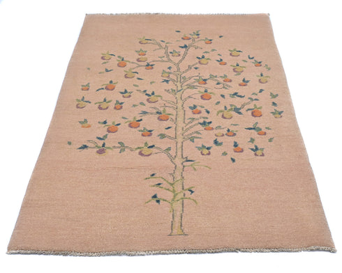 3x5 Soft Pink Kuba Afghan Hand Knotted Wool Area Rug